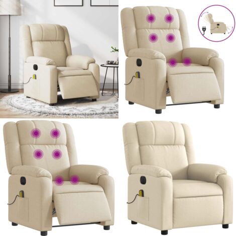 Sillón reclinable de masaje eléctrico tela color crema - Masaje eléctrico - Vibración