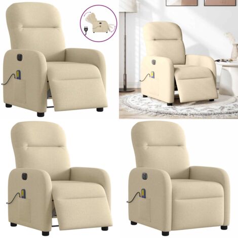 Sillón reclinable de masaje eléctrico tela color crema - Masaje eléctrico - Vibración