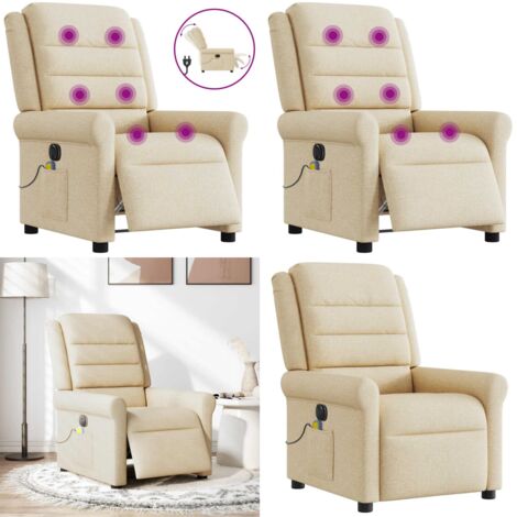 Sillón reclinable de masaje eléctrico tela color crema - Masaje eléctrico - Vibración