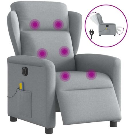 Sillón reclinable de masaje eléctrico tela gris claro