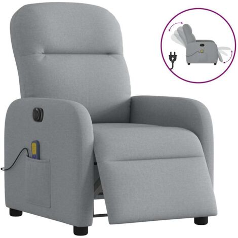 Sillón reclinable de masaje eléctrico tela gris claro