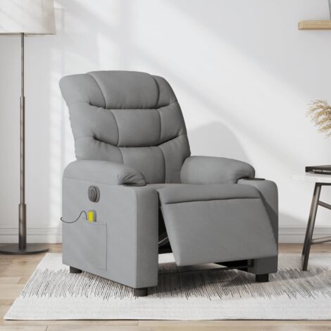 Sillón reclinable de masaje eléctrico tela gris claro vidaXL