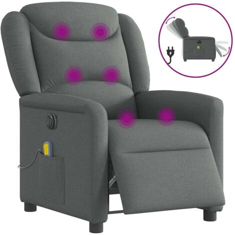 Sillón reclinable de masaje eléctrico tela gris oscuro
