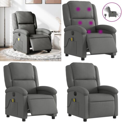 Sillón reclinable de masaje eléctrico tela gris oscuro - Masaje eléctrico - Vibración