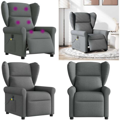 Sillón reclinable de masaje eléctrico tela gris oscuro - Masaje eléctrico - Vibración