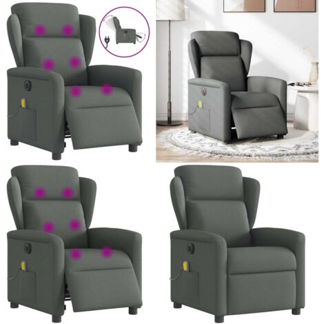 Sillón reclinable de masaje eléctrico tela gris oscuro - Masaje eléctrico - Vibración