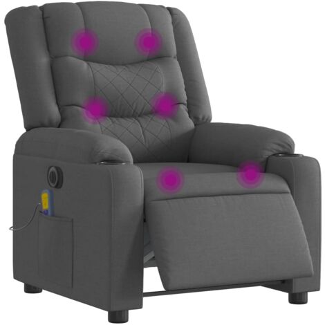 Sillón reclinable de masaje eléctrico tela gris oscuro vidaXL