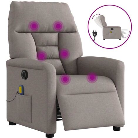 Sillón reclinable de masaje eléctrico tela gris taupe