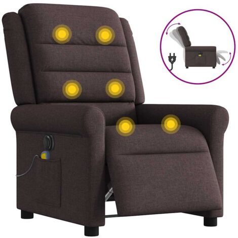 Sillón reclinable de masaje eléctrico tela marrón oscuro