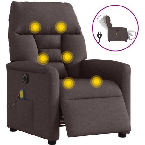 Sillón reclinable de masaje eléctrico tela marrón oscuro
