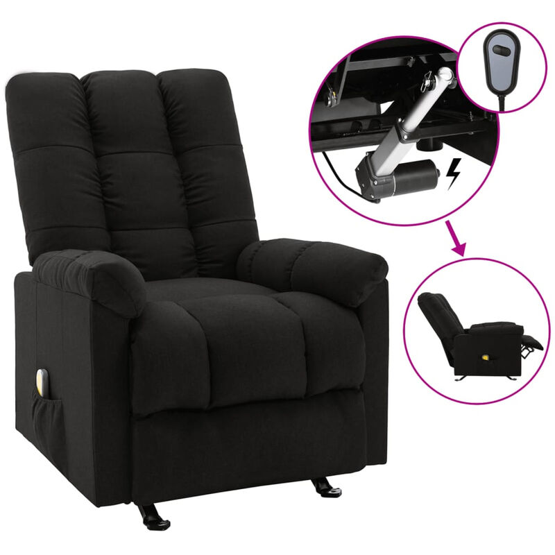 

Happyshopping - Sillon reclinable de masaje electrico tela negro