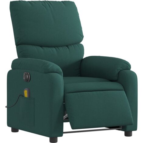 Sillón reclinable de masaje eléctrico tela verde oscuro vidaXL
