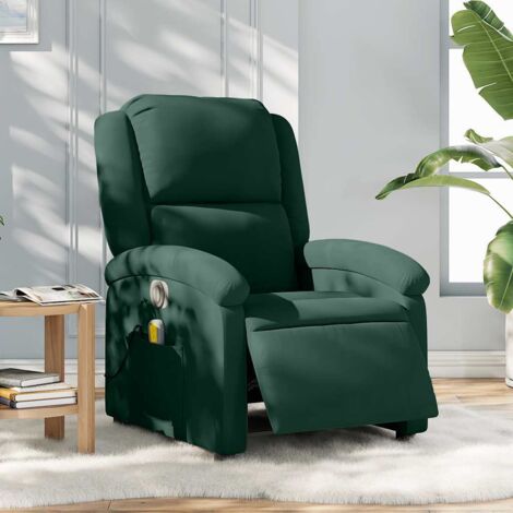 Sillón reclinable de masaje eléctrico terciopelo verde oscuro