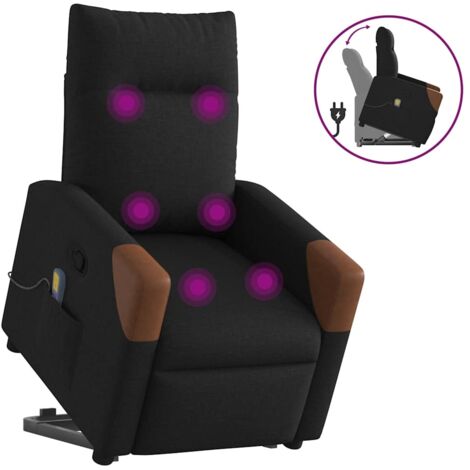 Sillón reclinable de masaje elevable tela negro