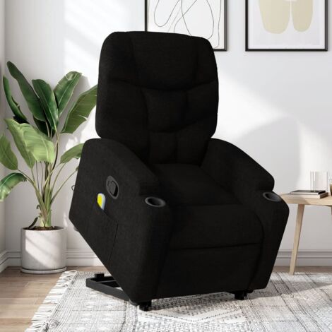 Sillón reclinable de masaje elevable tela negro vidaXL