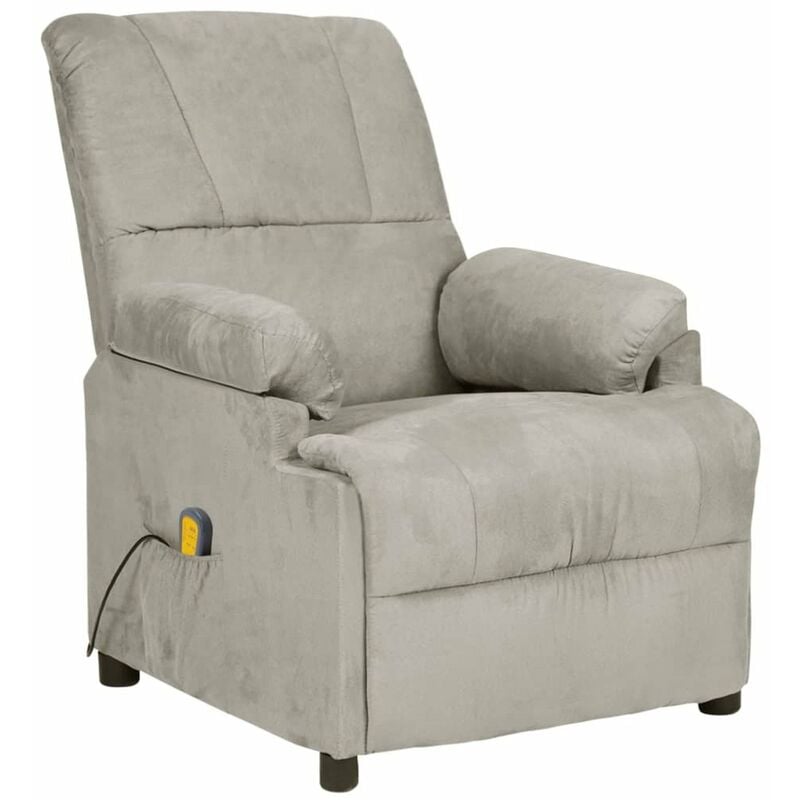 

Sillon reclinable de masaje piel de ante sintetica gris claro