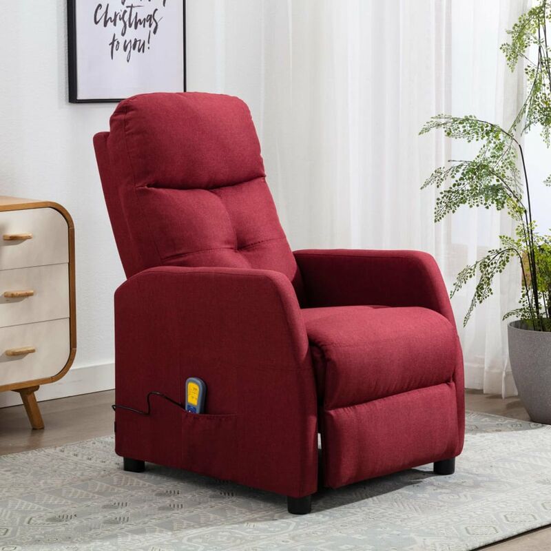

Happyshopping - Sillon reclinable de masaje tela rojo tinto
