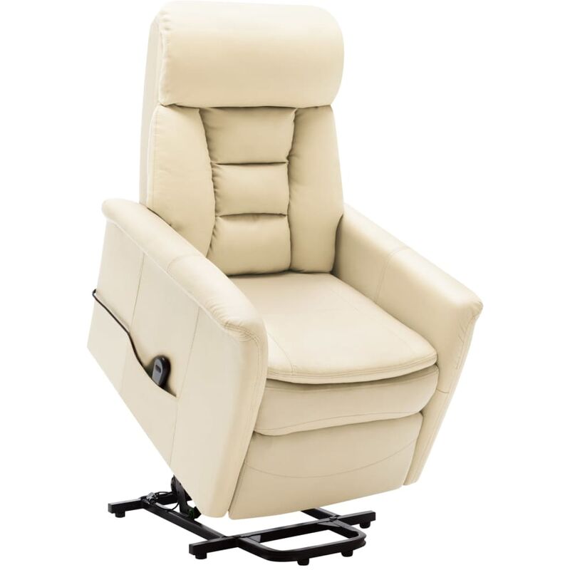 

Sillón reclinable de pie de cuero sintético blanco crema