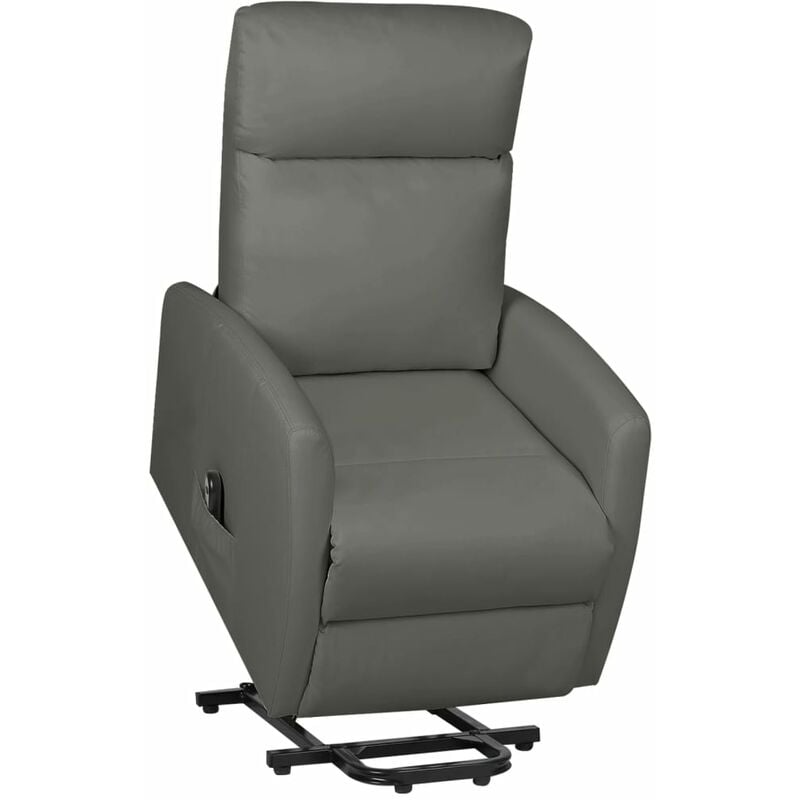 

Sillón reclinable de pie de cuero sintético gris