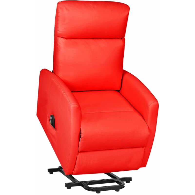 

Sillón reclinable de pie de cuero sintético rojo