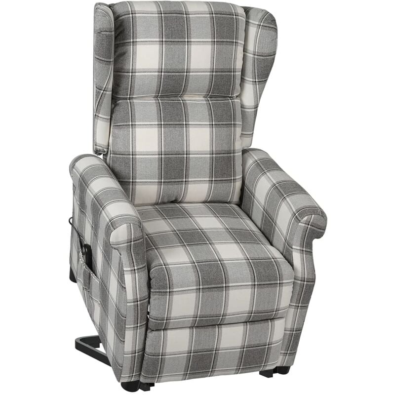 

Sillón reclinable de pie de tela blanco y gris
