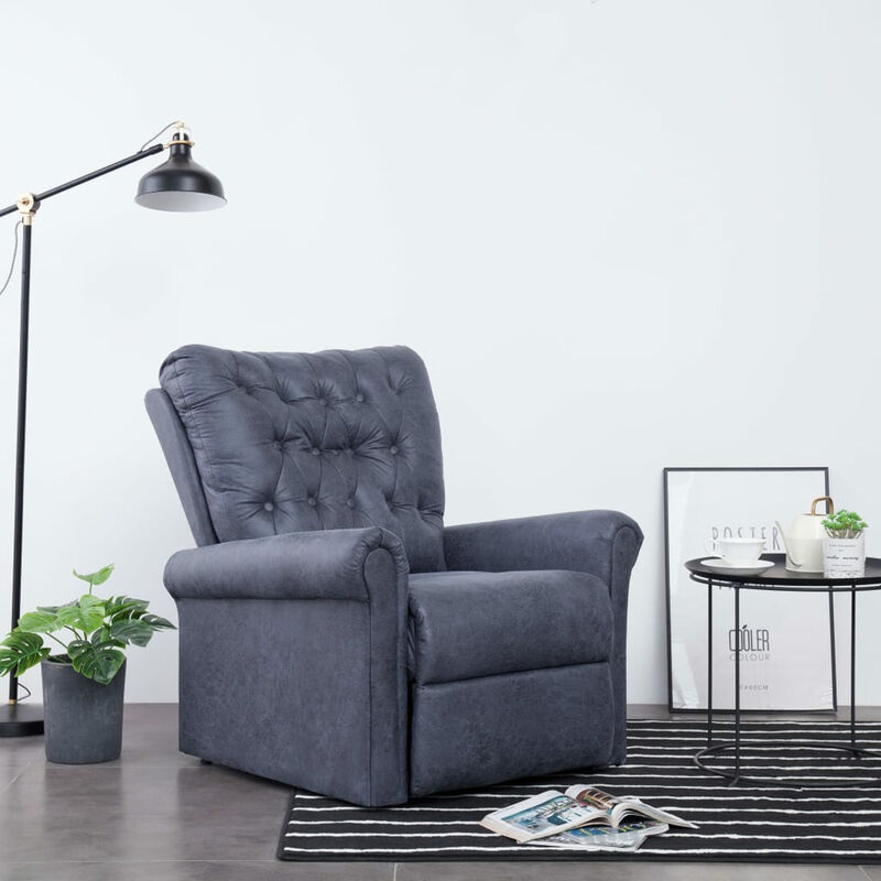 

Sillon reclinable de piel de ante artificial gris