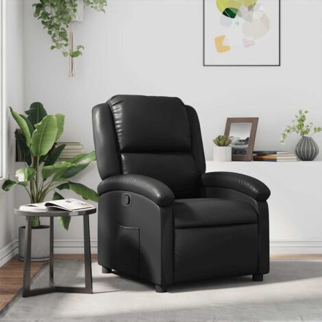 Sillón reclinable de piel sintética negra