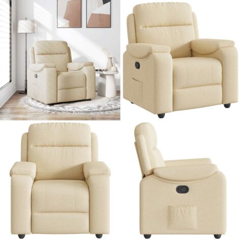 Sillón reclinable de tela crema - Asiento cómodo - Reposapiés