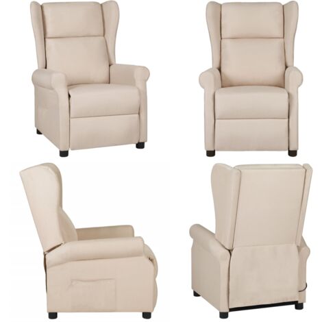 Sillón reclinable de tela crema - Asiento cómodo - Respaldo ajustable