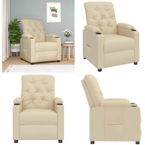 Sillón reclinable de tela crema - Asiento cómodo - Respaldo ajustable