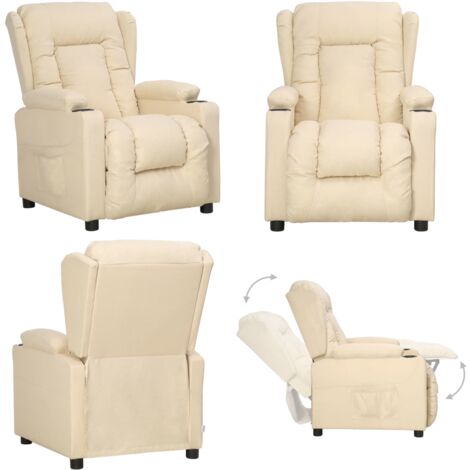 Sillón reclinable de tela crema - Asiento cómodo - Respaldo ajustable