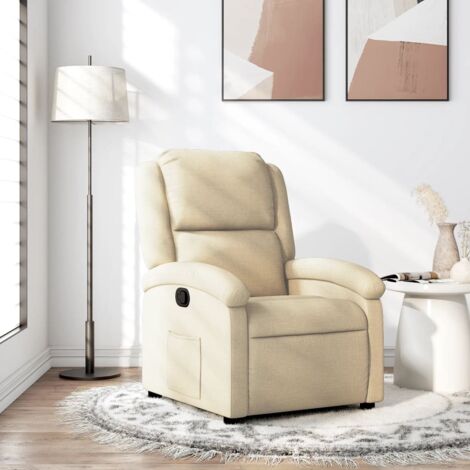 Sillón reclinable de tela crema vidaXL