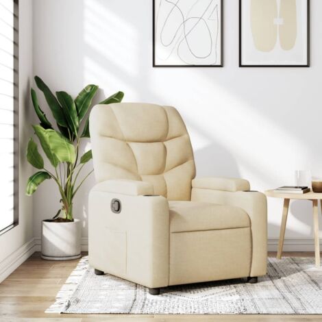 Sillón reclinable de tela crema vidaXL