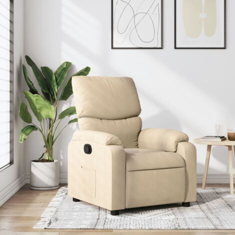 Sillón reclinable de tela crema vidaXL