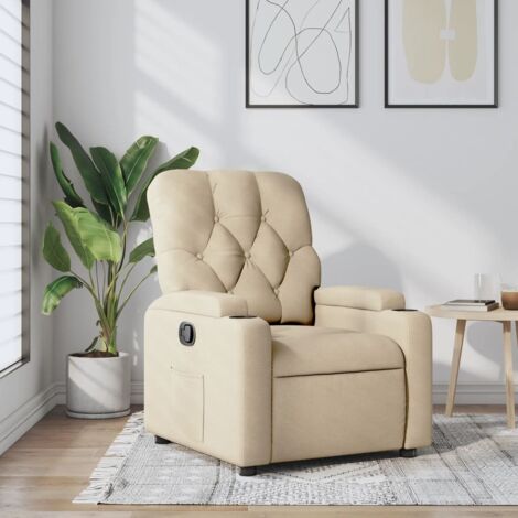 Sillón reclinable de tela crema vidaXL