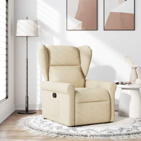 Sillón reclinable de tela crema vidaXL