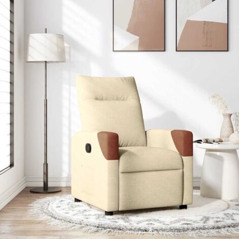Sillón reclinable de tela crema vidaXL