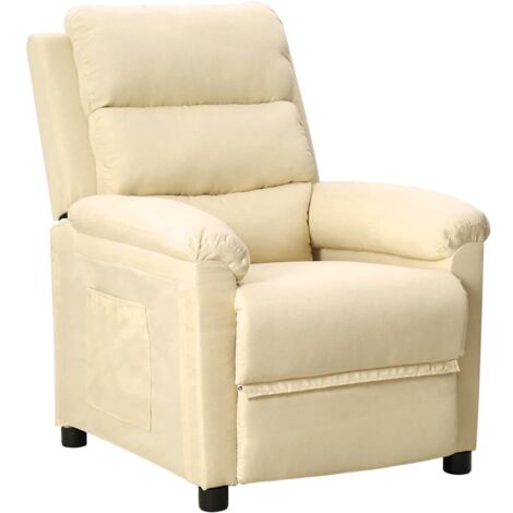 Sillón reclinable de tela crema vidaXL