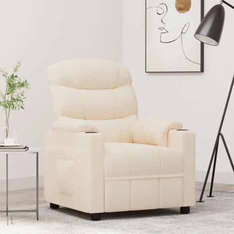 Sillón reclinable de tela crema vidaXL