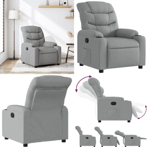 Sillón reclinable de tela gris claro - Asiento cómodo - Reposapiés