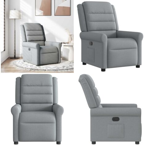 Sillón reclinable de tela gris claro - Asiento cómodo - Reposapiés