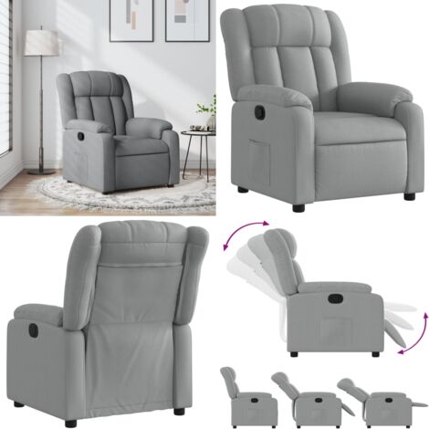 Sillón reclinable de tela gris claro - Asiento cómodo - Reposapiés ajustable