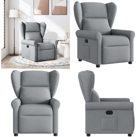 Sillón reclinable de tela gris claro - Asiento cómodo - Reposapiés ajustable