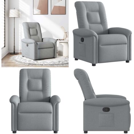 Sillón reclinable de tela gris claro - Asiento cómodo - Reposapiés ajustable