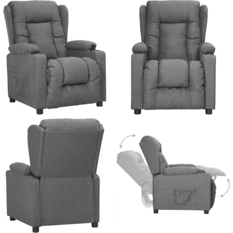 Sillón reclinable de tela gris claro - Asiento cómodo - Respaldo ajustable