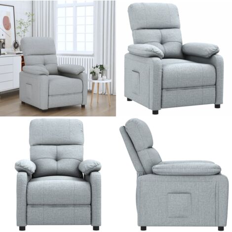 Sillón reclinable de tela gris claro - Asiento cómodo - Tela gris claro