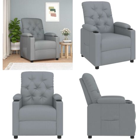 Sillón reclinable de tela gris claro - Asiento cómodo - Tela gris claro