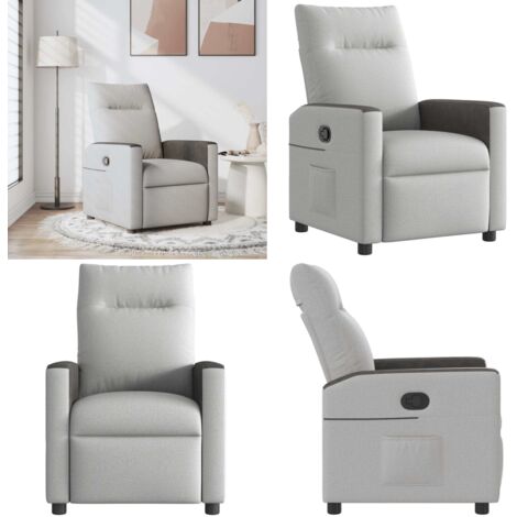 Sillón reclinable de tela gris nube - Asiento cómodo - Reposapiés