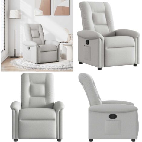 Sillón reclinable de tela gris nube - Asiento cómodo - Reposapiés