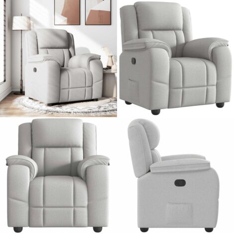 Sillón reclinable de tela gris nube - Asiento cómodo - Reposapiés ajustable